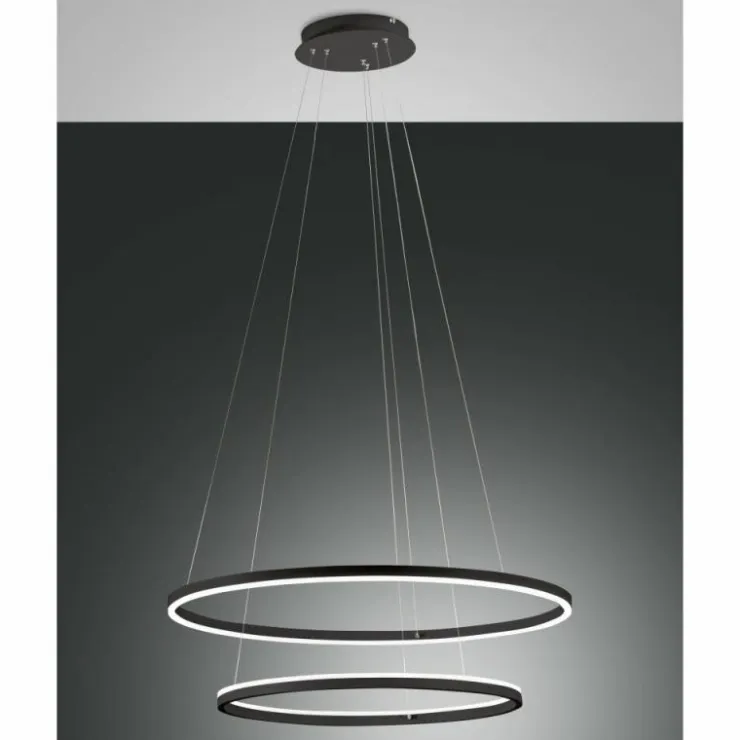 Luminaires Fabas Luce Éclairage Led|Suspension Fabas Luce Giotto LED Noir, 2 lumières