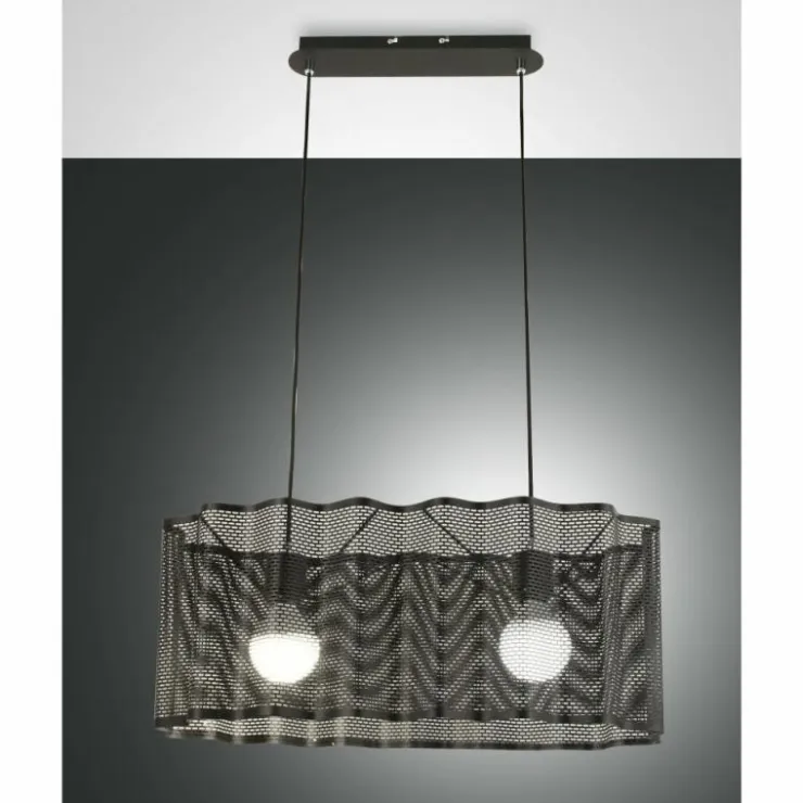 Luminaires Fabas Luce Suspensions|Suspension Fabas Luce Glicine Noir, 2 lumières