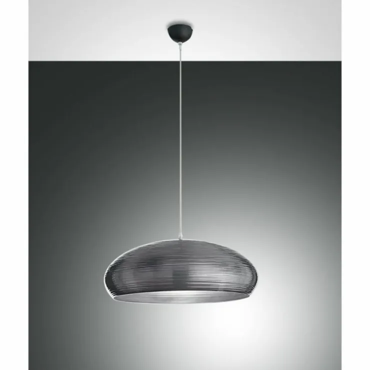 Luminaires Fabas Luce Suspensions|Suspension Fabas Luce Lodge Gris, 1 lumière