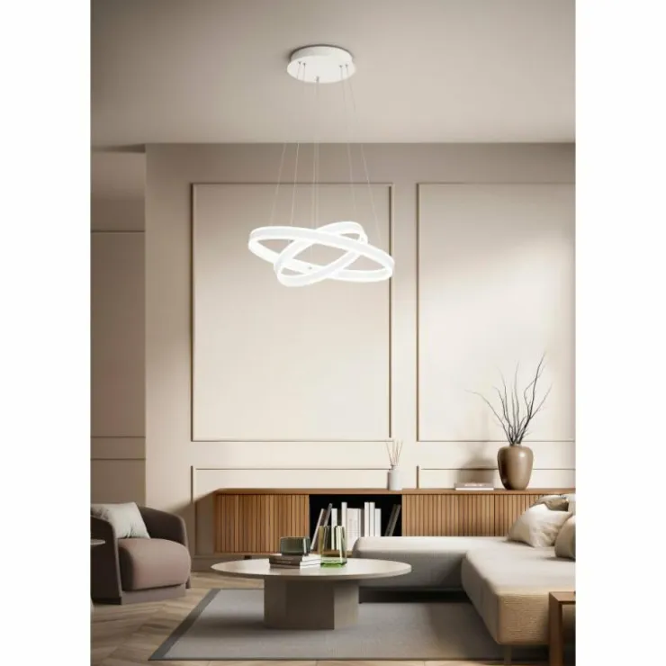 Luminaires Fabas Luce Éclairage Led|Suspension Fabas Luce Palau LED Blanc, 2 lumières