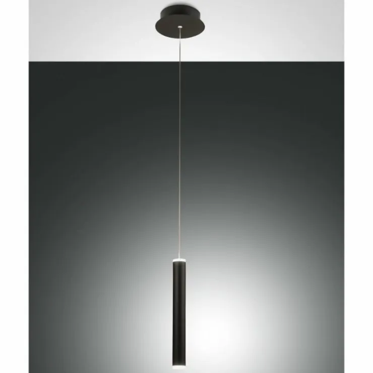 Luminaires Fabas Luce Suspensions|Suspension Fabas Luce Prado LED Noir, 1 lumière