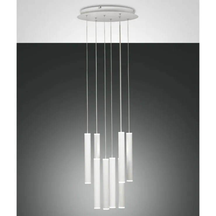 Luminaires Fabas Luce Suspensions|Suspension Fabas Luce Prado LED Blanc, 8 lumières