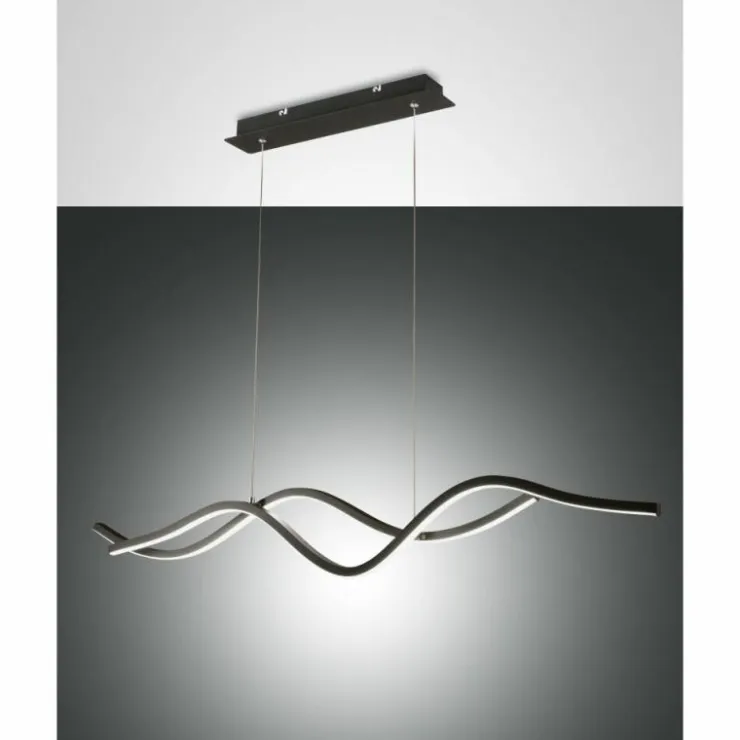 Luminaires Fabas Luce Éclairage Led|Suspension Fabas Luce Sinuo LED Noir, 2 lumières