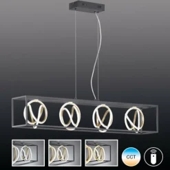 Luminaires Fischer & Honsel Éclairage Led|Suspension Fischer & Honsel Gisi LED Noir, 4 lumières, Télécommandes