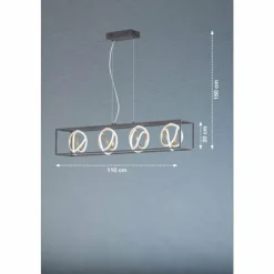 Luminaires Fischer & Honsel Éclairage Led|Suspension Fischer & Honsel Gisi LED Noir, 4 lumières, Télécommandes