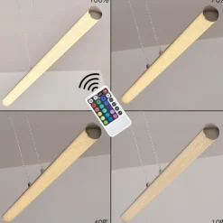 hofstein Suspensions|Suspension Flaut LED Chrome, 1 lumière, Télécommandes, Changeur de couleurs