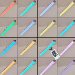 hofstein Suspensions|Suspension Flaut LED Chrome, 1 lumière, Télécommandes, Changeur de couleurs