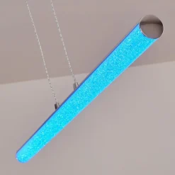 hofstein Suspensions|Suspension Flaut LED Chrome, 1 lumière, Télécommandes, Changeur de couleurs