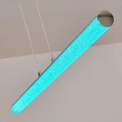 hofstein Suspensions|Suspension Flaut LED Chrome, 1 lumière, Télécommandes, Changeur de couleurs