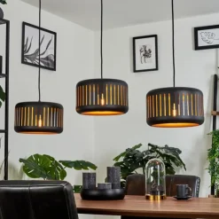 hofstein Suspensions|Suspension Fournie Noir, 3 lumières