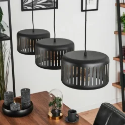 hofstein Suspensions|Suspension Fournie Noir, 3 lumières