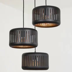 hofstein Suspensions|Suspension Fournie Noir, 3 lumières