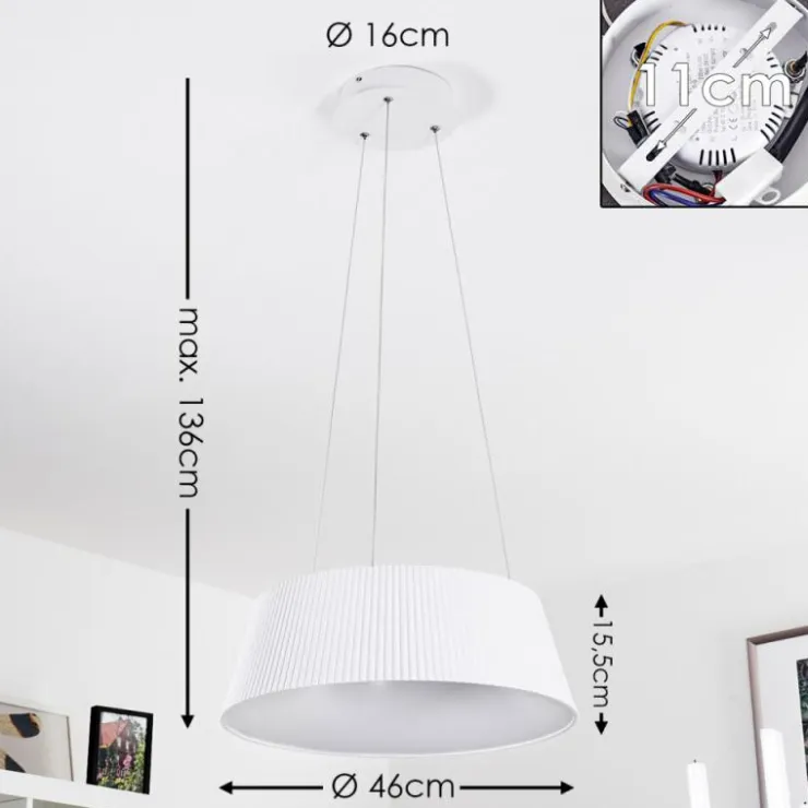 hofstein Suspensions|Suspension Fremont LED Blanc, 1 lumière, Télécommandes