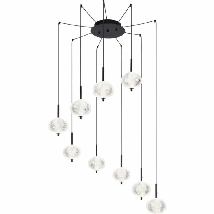Luminaires Globo Lighting Suspensions|Suspension Globo AIDA LED Noir, 9 lumières