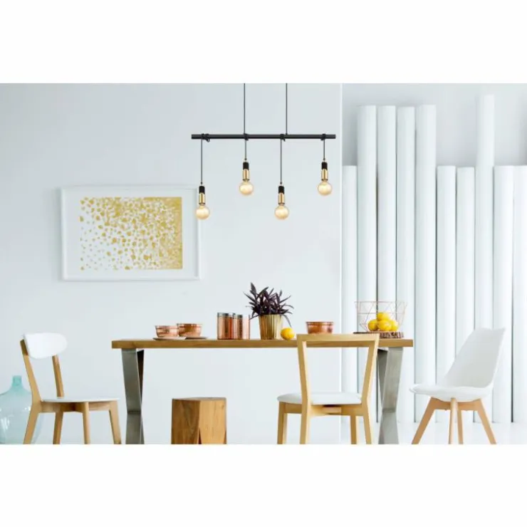 Luminaires Globo Lighting Suspensions|Suspension Globo ALEXIUS Laiton, Noir, 4 lumières