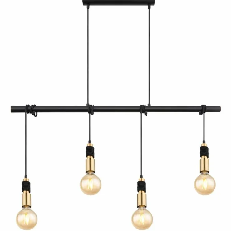 Luminaires Globo Lighting Suspensions|Suspension Globo ALEXIUS Laiton, Noir, 4 lumières