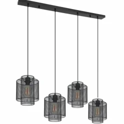 Luminaires Globo Lighting Suspensions|Suspension Globo AUGUSTIN Noir, 4 lumières