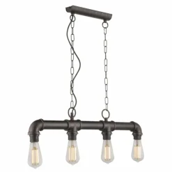 Luminaires Globo Lighting Suspensions|Suspension Globo Bayuda Noir, 4 lumières