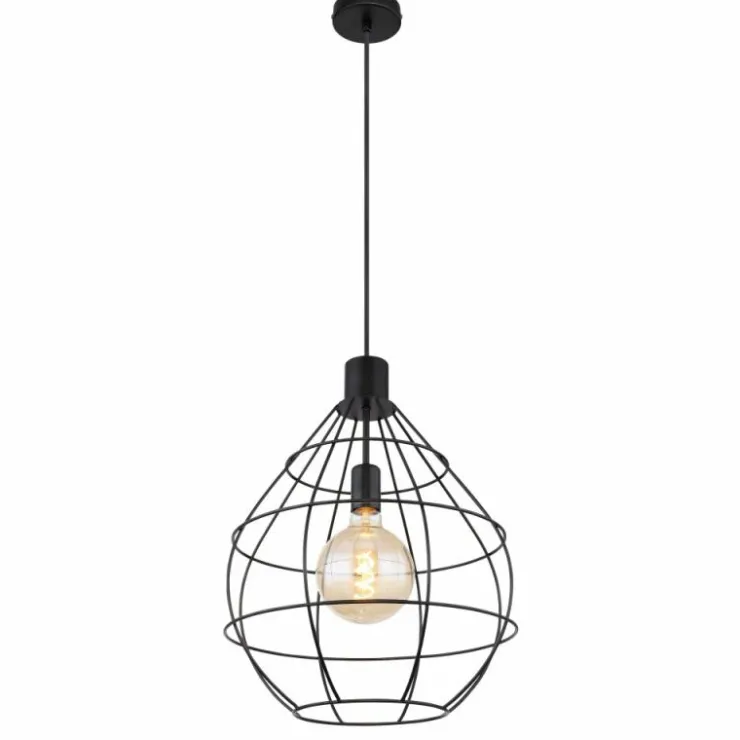 Luminaires Globo Lighting Suspensions|Suspension Globo EDWIN Noir, 1 lumière