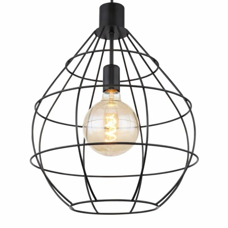 Luminaires Globo Lighting Suspensions|Suspension Globo EDWIN Noir, 1 lumière