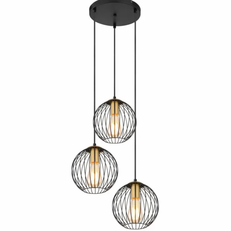 Luminaires Globo Lighting Suspensions|Suspension Globo EUSEBIUS Noir, 3 lumières