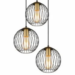 Luminaires Globo Lighting Suspensions|Suspension Globo EUSEBIUS Noir, 3 lumières