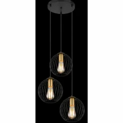 Luminaires Globo Lighting Suspensions|Suspension Globo EUSEBIUS Noir, 3 lumières