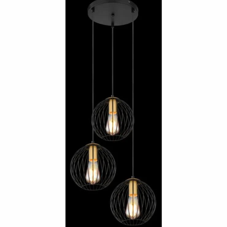 Luminaires Globo Lighting Suspensions|Suspension Globo EUSEBIUS Noir, 3 lumières