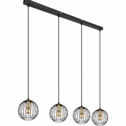 Luminaires Globo Lighting Suspensions|Suspension Globo EUSEBIUS Noir, 4 lumières