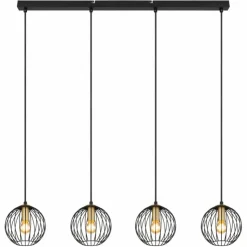 Luminaires Globo Lighting Suspensions|Suspension Globo EUSEBIUS Noir, 4 lumières