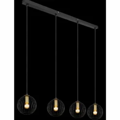 Luminaires Globo Lighting Suspensions|Suspension Globo EUSEBIUS Noir, 4 lumières