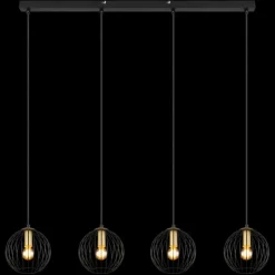 Luminaires Globo Lighting Suspensions|Suspension Globo EUSEBIUS Noir, 4 lumières