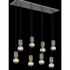 Luminaires Globo Lighting Suspensions|Suspension Globo FREDDY Argent Oxydé, 8 lumières