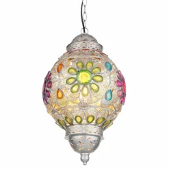 Luminaires Globo Lighting Suspensions|Suspension Globo GELASIUS Gris, Argenté, 1 lumière