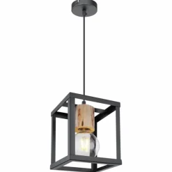 Luminaires Globo Lighting Suspensions|Suspension Globo HAGAR Noir, 1 lumière