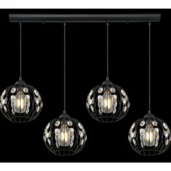 Luminaires Globo Lighting Suspensions|Suspension Globo HANAKO Noir, 4 lumières