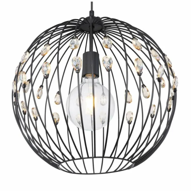Luminaires Globo Lighting Suspensions|Suspension Globo HANAKO Noir, 1 lumière