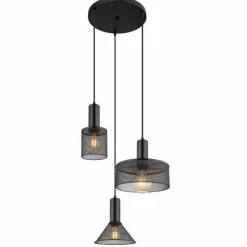 Luminaires Globo Lighting Suspensions|Suspension Globo JEDD Noir, 3 lumières