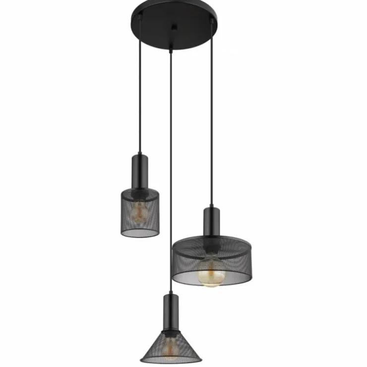 Luminaires Globo Lighting Suspensions|Suspension Globo JEDD Noir, 3 lumières