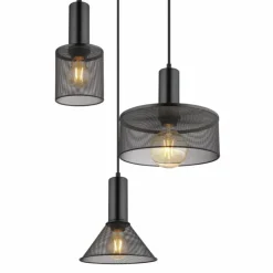 Luminaires Globo Lighting Suspensions|Suspension Globo JEDD Noir, 3 lumières