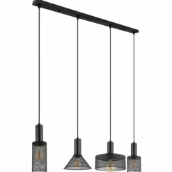 Luminaires Globo Lighting Suspensions|Suspension Globo JEDD Noir, 4 lumières