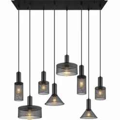 Luminaires Globo Lighting Suspensions|Suspension Globo JEDD Noir, 8 lumières