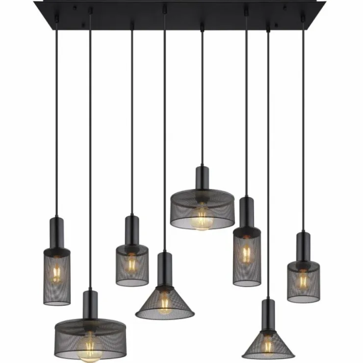 Luminaires Globo Lighting Suspensions|Suspension Globo JEDD Noir, 8 lumières