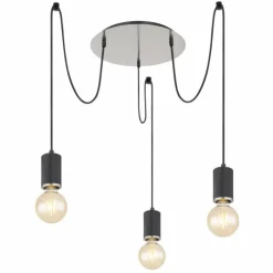 Luminaires Globo Lighting Suspensions|Suspension Globo JOSEBA Nickel mat, Noir, 3 lumières
