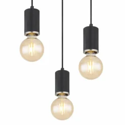 Luminaires Globo Lighting Suspensions|Suspension Globo JOSEBA Nickel mat, Noir, 3 lumières