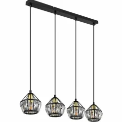 Luminaires Globo Lighting Suspensions|Suspension Globo LOIS Laiton, Noir, 4 lumières