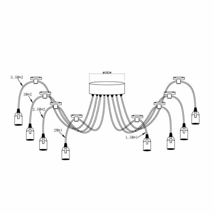Luminaires Globo Lighting Suspensions|Suspension Globo Noir, 8 lumières