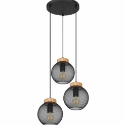 Luminaires Globo Lighting Suspensions|Suspension Globo PABLO Noir, 3 lumières