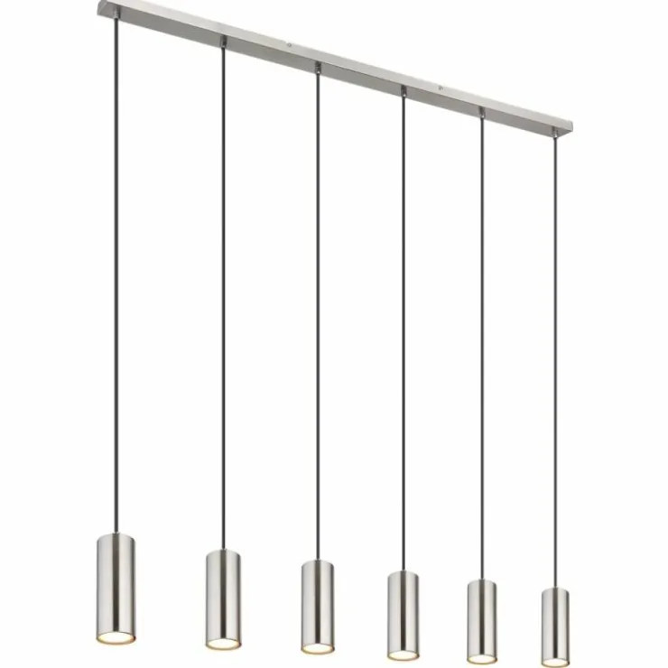 Luminaires Globo Lighting Suspensions|Suspension Globo ROBBY Nickel mat, 6 lumières