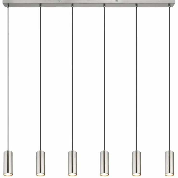 Luminaires Globo Lighting Suspensions|Suspension Globo ROBBY Nickel mat, 6 lumières